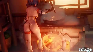 Xiangling Gets her ass penetrated on high the kitchen's floor first time Anal Genshin Impact porn